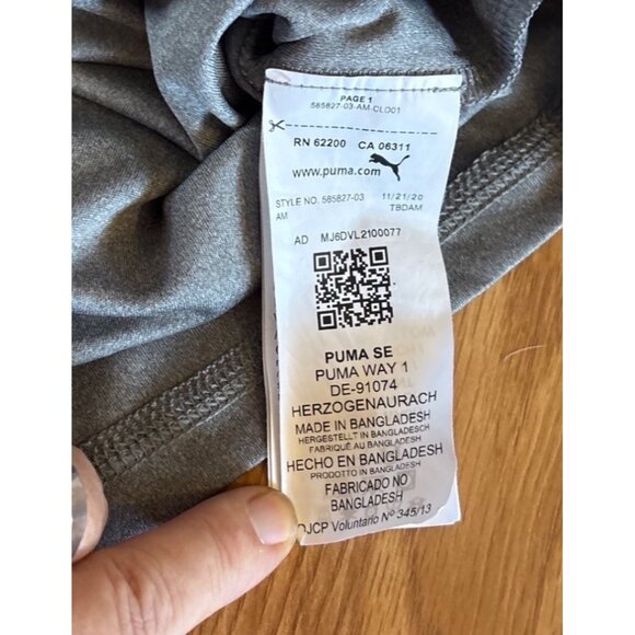 Puma Mens Lrg Gray DryCELL RTG T-Shirt With Black Stripe Mesh Back Panel - Picture 8 of 10